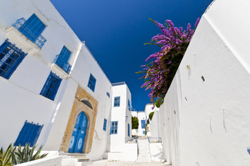 Arabic style building, white with blue