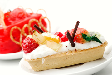 cake with strawberry topping