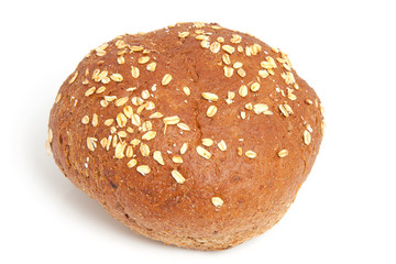 home baked bun over white background