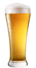 Frosty glass of light beer. File contains a path to cut.