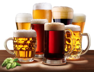 Still-life with beer glasses.