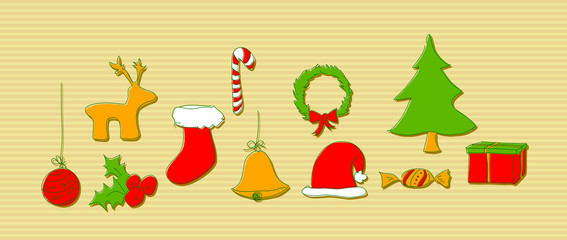 Christmas doodle elements