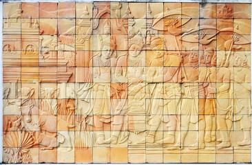 Fototapeta premium History wall by tile mosaic
