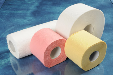 set of rolls of toilet paper and paper towels