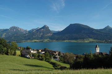 View of St. Wolfgang on Wolfgangsee lake, Austria