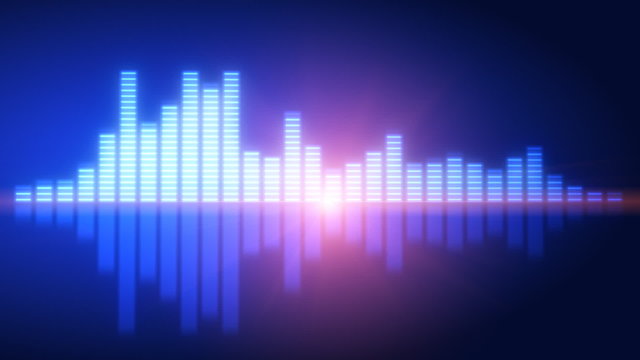 Graphic futuristic equalizer with glow and flare