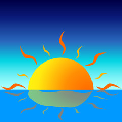 sun and glare on the water illustration