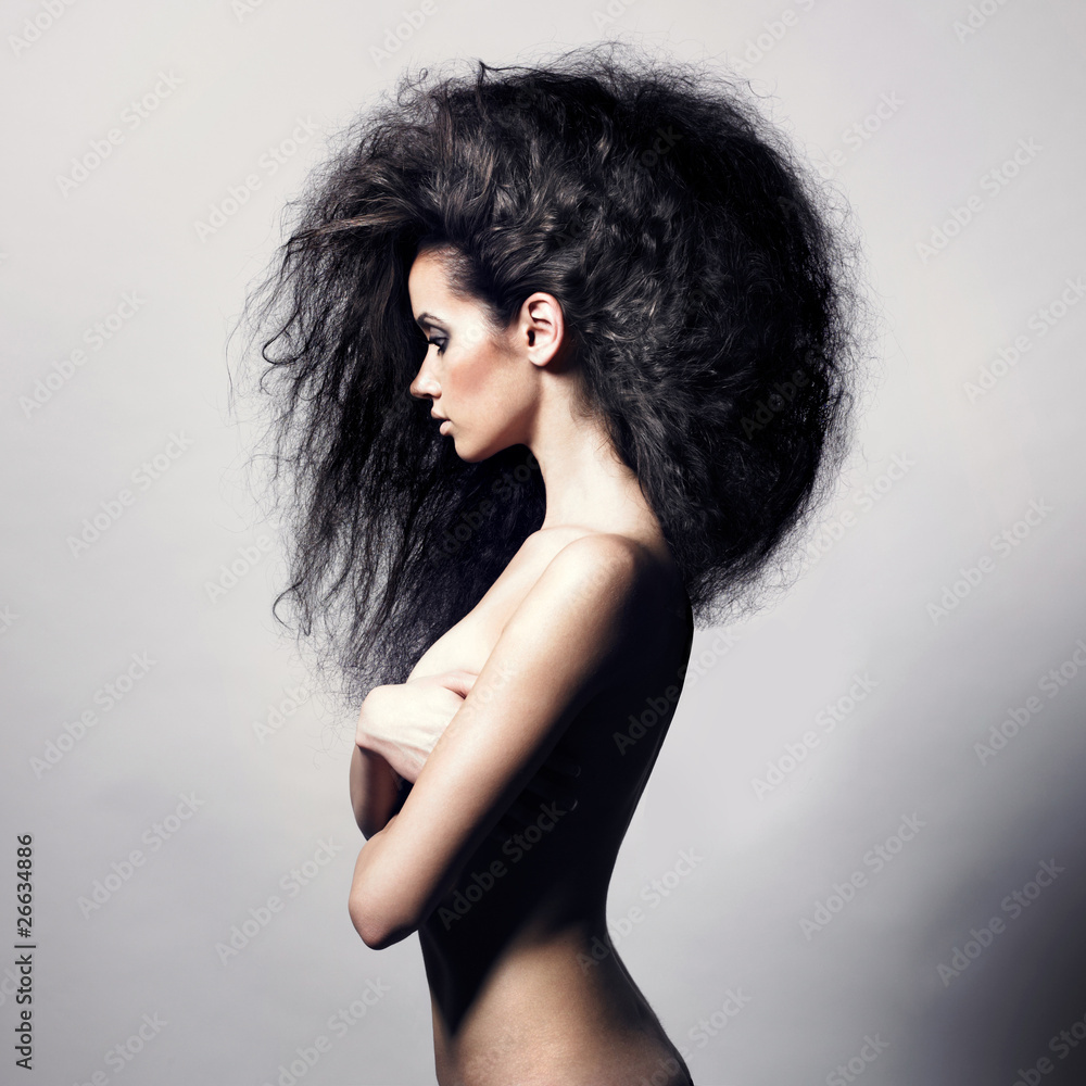 Poster beautiful woman with magnificent hair