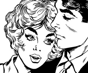 Ilustración con una pareja de enamorados