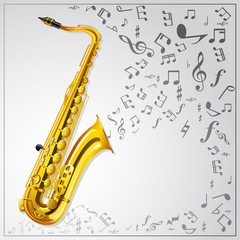Naklejka na ściany i meble Saxophone. Musical background