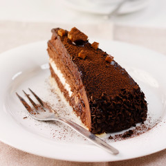 Chocolate cake with nuts and cocoa