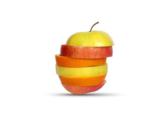 Several layers of sliced fruit