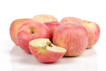 Red apples isolated on white bckground
