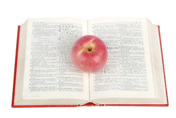 Red apple and book
