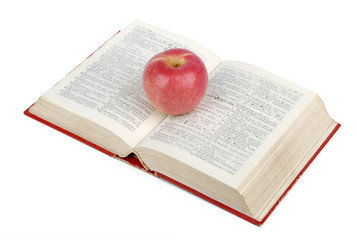 Red apple and book