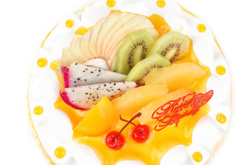 Birthday cake on white background