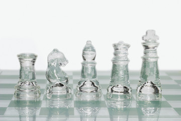 Glass chess pieces