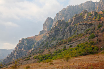 Autumn in mountains. Crimea. Mountain Southern Demerdzhi.