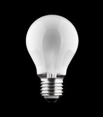 frosted light bulb isolated on black