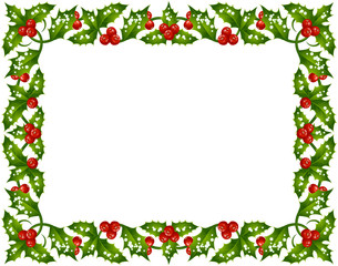 Vector Christmas and New Year holly frame