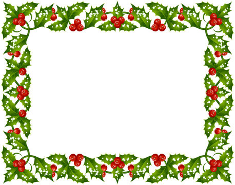 Vector Christmas and New Year holly frame