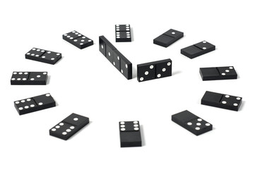 Dominoes clock isolated on white background
