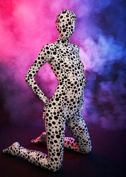 Bizzare silhouette in the colored smoke