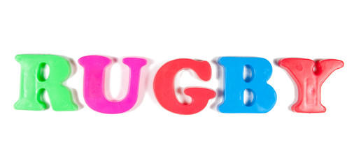 rugby written in fridge magnets