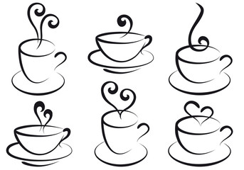 coffee and tea cups, vector - 26650686