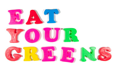 eat your greens written in fridge magnets