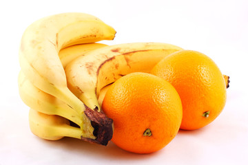 Bunch of bananas and oranges