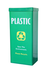 Isolated Green Plastic Container For Collection Of Plastic Trash