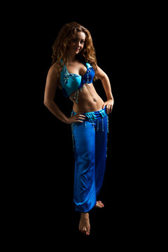 oriental Bellydancer in blue costume