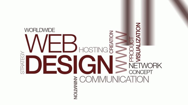 Web design tag cloud animation red and white background