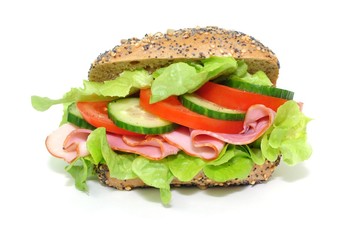Körnerbrötchen, Schinken