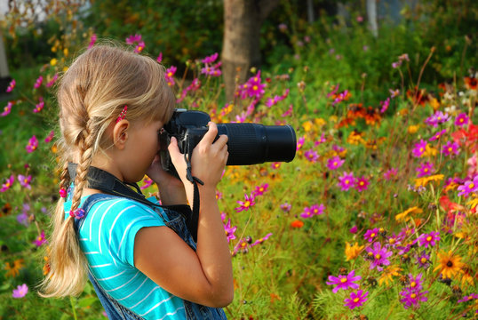 young photographer in the garden