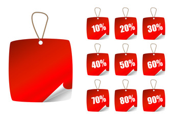 Cartellino Sconti Rossi con Nastro