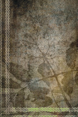 Ancient grunge background with floral element