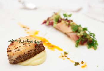 Seabass and squid, haute cuisine