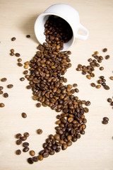 Coffe cup with coffe beans