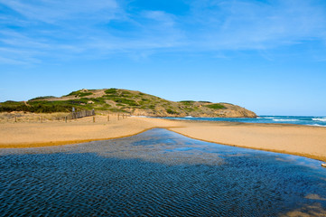 view of Binimela beach in Menorca, Balearic Islands, Spain
