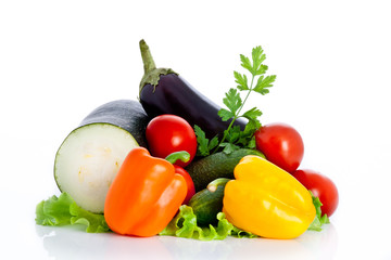 mix of vegetables isolated on white background