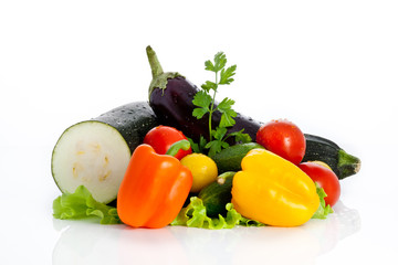 mix of vegetables isolated on white background