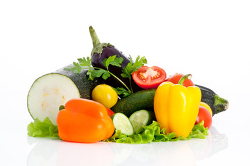 mix of vegetables isolated on white background