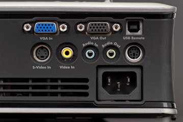 Close Up View of HD Projector Rear Plug-In Bay
