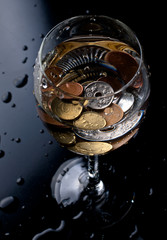 Coins in a glass
