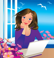 Beautiful businesswoman. Vector art-illustration.