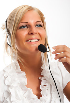 Junge Frau mit Headset