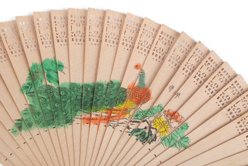 A chinese fan on white background