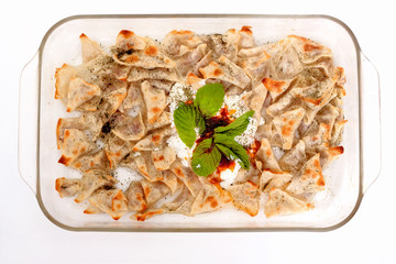 Turkish style delicious manti tatar borek